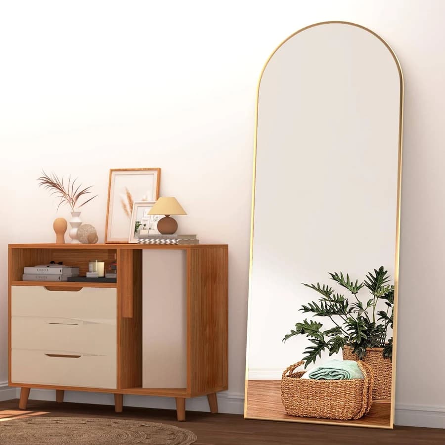 miroir doré rectangulaire