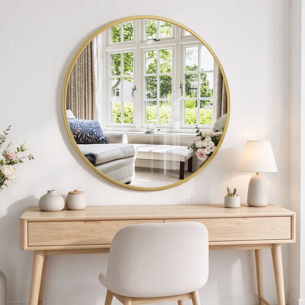 Quel diamètre pour un miroir rond doré selon votre mur ?