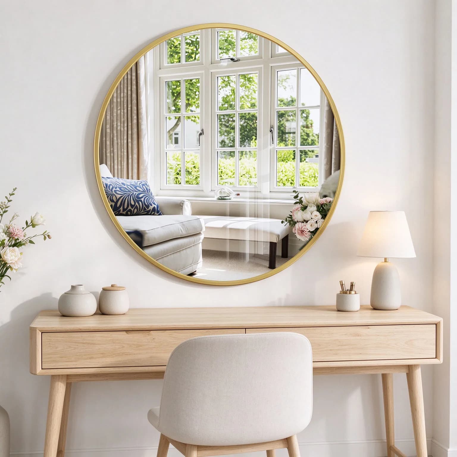 Miroir doré – miroir rond 75 cm